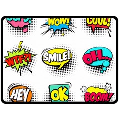 Set-colorful-comic-speech-bubbles Fleece Blanket (large) by Salman4z