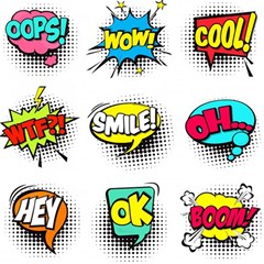 Set-colorful-comic-speech-bubbles Play Mat (square) by Salman4z