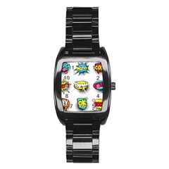 Set-colorful-comic-speech-bubbles Stainless Steel Barrel Watch by Salman4z