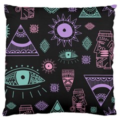 Vintage-seamless-pattern-with-tribal-art-african-style-drawing Large Cushion Case (one Side) by Salman4z