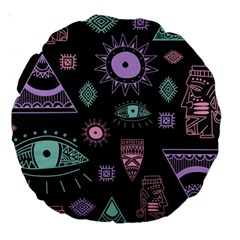 Vintage-seamless-pattern-with-tribal-art-african-style-drawing Large 18  Premium Round Cushions by Salman4z