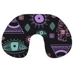 Vintage-seamless-pattern-with-tribal-art-african-style-drawing Travel Neck Pillow by Salman4z