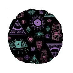 Vintage-seamless-pattern-with-tribal-art-african-style-drawing Standard 15  Premium Flano Round Cushions