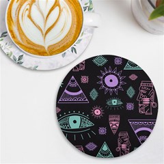 Vintage-seamless-pattern-with-tribal-art-african-style-drawing Uv Print Round Tile Coaster by Salman4z