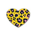 Leopard-print-seamless-pattern Rubber Coaster (Heart) Front