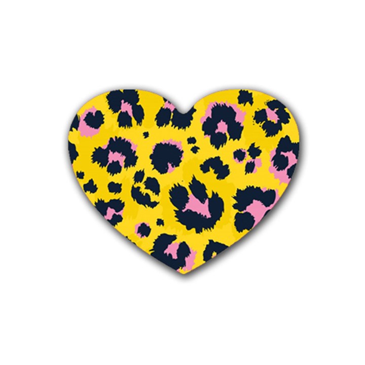 Leopard-print-seamless-pattern Rubber Coaster (Heart)