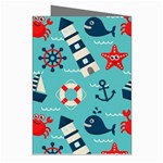 Seamless-pattern-nautical-icons-cartoon-style Greeting Cards (Pkg of 8) Right