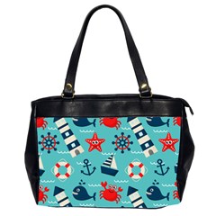 Seamless-pattern-nautical-icons-cartoon-style Oversize Office Handbag (2 Sides) by Salman4z