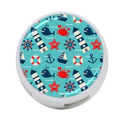 Seamless-pattern-nautical-icons-cartoon-style 4-port Usb Hub (two Sides) by Salman4z