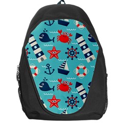 Seamless-pattern-nautical-icons-cartoon-style Backpack Bag by Salman4z