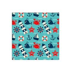 Seamless-pattern-nautical-icons-cartoon-style Satin Bandana Scarf 22  X 22  by Salman4z