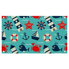 Seamless-pattern-nautical-icons-cartoon-style Banner And Sign 7  X 4  by Salman4z