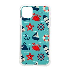 Seamless-pattern-nautical-icons-cartoon-style Iphone 11 Pro Max 6 5 Inch Tpu Uv Print Case by Salman4z