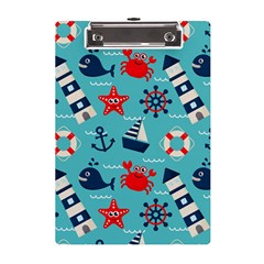 Seamless-pattern-nautical-icons-cartoon-style A5 Acrylic Clipboard