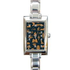 Dark-seamless-pattern-symbols-landmarks-signs-egypt Rectangle Italian Charm Watch by Salman4z