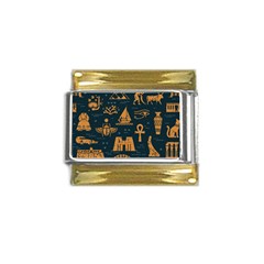 Dark-seamless-pattern-symbols-landmarks-signs-egypt Gold Trim Italian Charm (9mm) by Salman4z