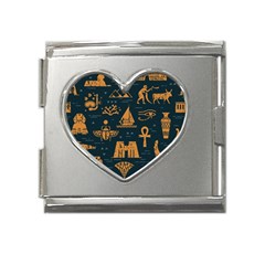 Dark-seamless-pattern-symbols-landmarks-signs-egypt Mega Link Heart Italian Charm (18mm) by Salman4z