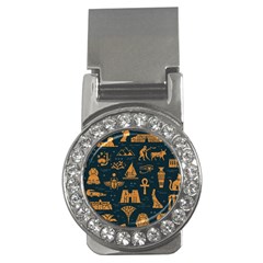 Dark-seamless-pattern-symbols-landmarks-signs-egypt Money Clips (cz)  by Salman4z