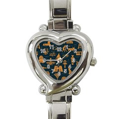 Dark-seamless-pattern-symbols-landmarks-signs-egypt Heart Italian Charm Watch by Salman4z