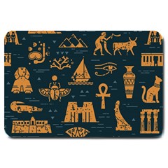 Dark-seamless-pattern-symbols-landmarks-signs-egypt Large Doormat by Salman4z