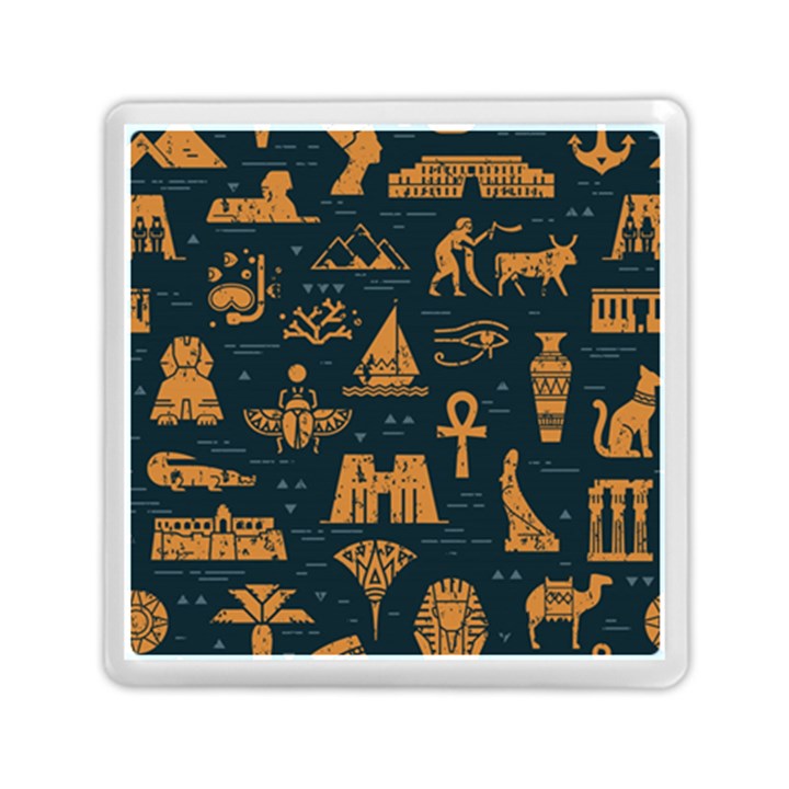 Dark-seamless-pattern-symbols-landmarks-signs-egypt Memory Card Reader (Square)