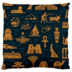 Dark-seamless-pattern-symbols-landmarks-signs-egypt Large Cushion Case (two Sides) by Salman4z