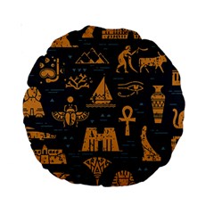 Dark-seamless-pattern-symbols-landmarks-signs-egypt Standard 15  Premium Round Cushions by Salman4z