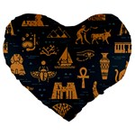 Dark-seamless-pattern-symbols-landmarks-signs-egypt Large 19  Premium Flano Heart Shape Cushions Front