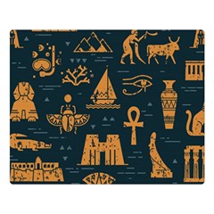 Dark-seamless-pattern-symbols-landmarks-signs-egypt Two Sides Premium Plush Fleece Blanket (large) by Salman4z