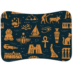 Dark-seamless-pattern-symbols-landmarks-signs-egypt Velour Seat Head Rest Cushion by Salman4z