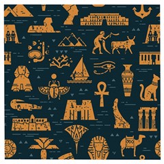 Dark-seamless-pattern-symbols-landmarks-signs-egypt Wooden Puzzle Square by Salman4z