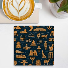 Dark-seamless-pattern-symbols-landmarks-signs-egypt Uv Print Square Tile Coaster  by Salman4z