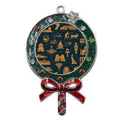 Dark-seamless-pattern-symbols-landmarks-signs-egypt Metal X mas Lollipop With Crystal Ornament