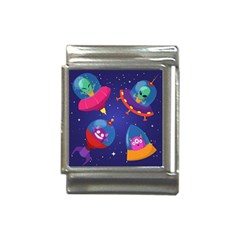 Cartoon-funny-aliens-with-ufo-duck-starry-sky-set Italian Charm (13mm) by Salman4z