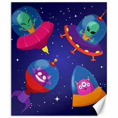 Cartoon-funny-aliens-with-ufo-duck-starry-sky-set Canvas 8  X 10  by Salman4z