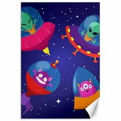 Cartoon-funny-aliens-with-ufo-duck-starry-sky-set Canvas 20  X 30  by Salman4z