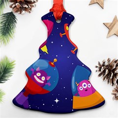 Cartoon-funny-aliens-with-ufo-duck-starry-sky-set Ornament (christmas Tree)  by Salman4z