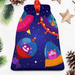 Cartoon-funny-aliens-with-ufo-duck-starry-sky-set Bell Ornament (two Sides) by Salman4z