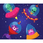 Cartoon-funny-aliens-with-ufo-duck-starry-sky-set Deluxe Canvas 14  x 11  (Stretched) 14  x 11  x 1.5  Stretched Canvas