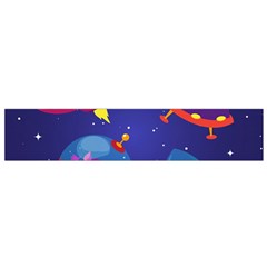 Cartoon-funny-aliens-with-ufo-duck-starry-sky-set Small Premium Plush Fleece Scarf by Salman4z