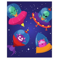 Cartoon-funny-aliens-with-ufo-duck-starry-sky-set Drawstring Bag (small) by Salman4z