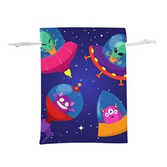 Cartoon-funny-aliens-with-ufo-duck-starry-sky-set Lightweight Drawstring Pouch (l) by Salman4z