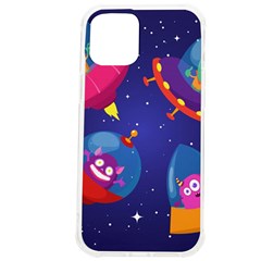 Cartoon-funny-aliens-with-ufo-duck-starry-sky-set Iphone 12 Pro Max Tpu Uv Print Case by Salman4z