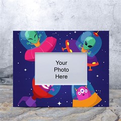 Cartoon-funny-aliens-with-ufo-duck-starry-sky-set White Tabletop Photo Frame 4 x6  by Salman4z