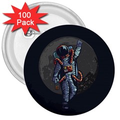 Illustration-drunk-astronaut 3  Buttons (100 Pack)  by Salman4z