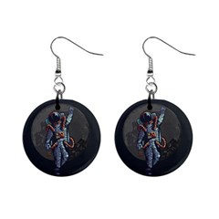 Illustration-drunk-astronaut Mini Button Earrings by Salman4z