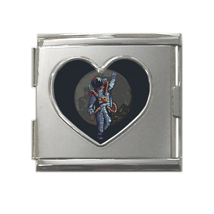 Illustration-drunk-astronaut Mega Link Heart Italian Charm (18mm)