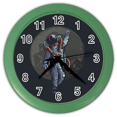 Illustration-drunk-astronaut Color Wall Clock by Salman4z