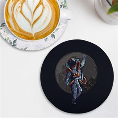 Illustration-drunk-astronaut Uv Print Round Tile Coaster by Salman4z