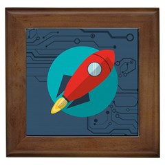 Rocket-with-science-related-icons-image Framed Tile by Salman4z